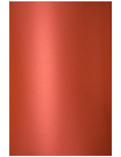 Netuno 10x Perlmuttkarton Rot DIN A4 210 x 297 mm 120g Curious Metallics Magma roter Bastelkarton glänzend Perlglanzpapier a4 Glanzkarton zum Basteln Effektkarton Weihnachten Hochzeitseinladungen von Netuno