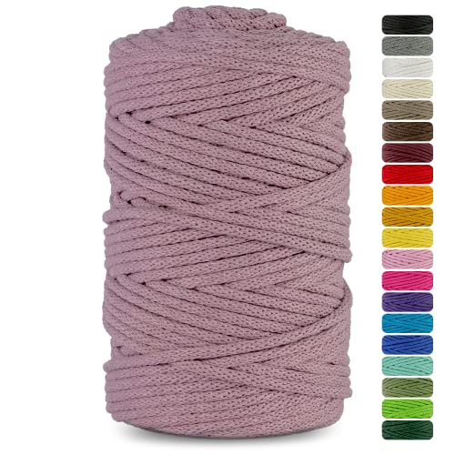 Netuno 1x Makramee Garn Altrosa 5 mm 100 m Baumwollkordel mit Baumwollkern Textilgarn Kordelband Naturgarn Naturbaumwolle Garn für Makramee Baumwollgarn Dekoschnur farbig Cotton Cord Macrame von Netuno