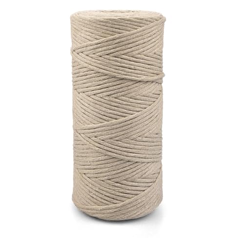 Netuno 1x Makramee Garn Beige 2 mm 150 m einfach gedreht Kordel Baumwolle Textilgarn Naturbaumwolle Garn für Makramee Schnur Baumwollkordel Dekoschnur farbig Twisted Macrame Cotton Cord von Netuno