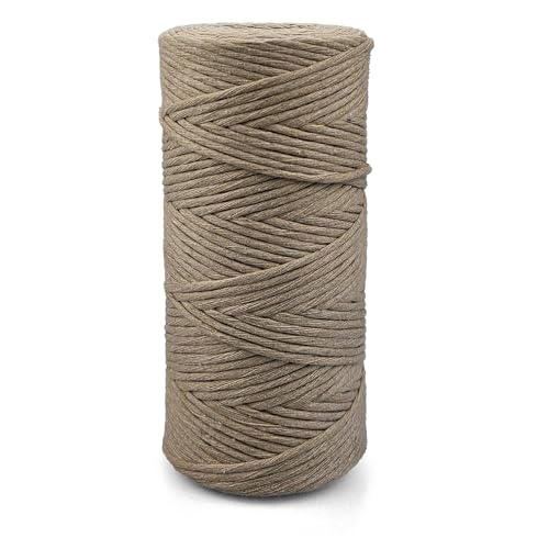 Netuno 1x Makramee Garn Beige 2 mm 150 m einfach gedreht Kordel Baumwolle Textilgarn Naturbaumwolle Garn für Makramee Schnur Baumwollkordel Dekoschnur farbig Twisted Macrame Cotton Cord von Netuno