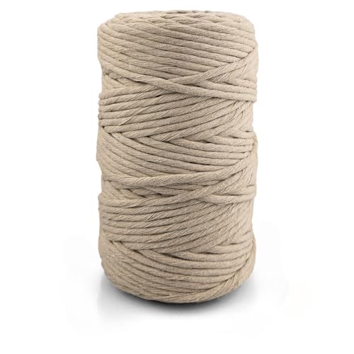 Netuno 1x Makramee Garn Beige 5 mm 100 m gedreht Baumwolle Kordel Textilgarn Kordelband Naturgarn Baumwollgarn Dekoschnur Makrameeschnur Baumwolle Baumwollschnur Makramee Seil Baumwolle von Netuno