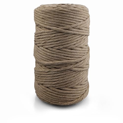 Netuno 1x Makramee Garn Beige 5 mm 100 m gedreht Baumwolle Kordel Textilgarn Kordelband Naturgarn Baumwollgarn Dekoschnur Makrameeschnur Baumwolle Baumwollschnur Makramee Seil von Netuno