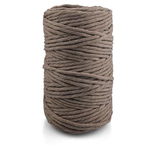 Netuno 1x Makramee Garn Dunkelbeige 5 mm 100 m gedreht Baumwolle Kordel Textilgarn Kordelband Naturgarn Baumwollgarn Dekoschnur Makrameeschnur Baumwolle Baumwollschnur Makramee Seil Baumwolle von Netuno