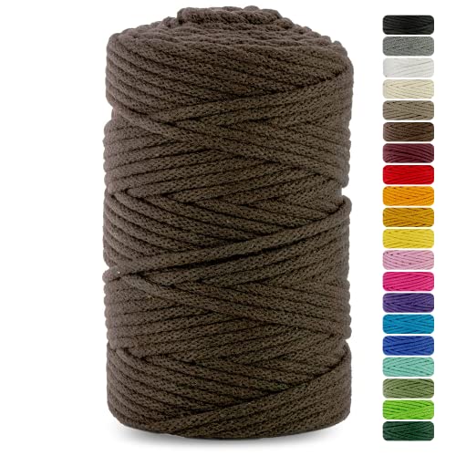 Netuno 1x Makramee Garn Dunkelbraun 5 mm 100 m Baumwollkordel mit Baumwollkern Textilgarn Kordelband Naturgarn Naturbaumwolle Garn für Makramee Taschengarn Dekoschnur Webgarn Baumwolle Garn von Netuno