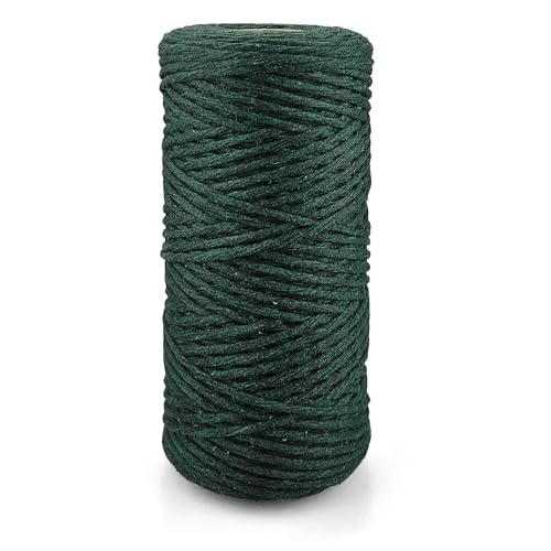 Netuno 1x Makramee Garn Dunkelgrün 3 mm 100 m einfach gedreht Baumwollkordel Kordelband Naturkordel Bunte Baumwoll-Bastelschnur für Makramee Garn Kordel Makramee farbig Twisted Macrame Cord Cotton von Netuno