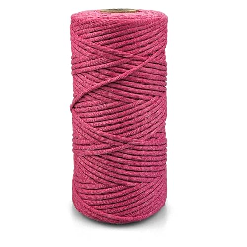 Netuno 1x Makramee Garn Dunkelrosa 2 mm 150 m einfach gedreht Kordel Baumwolle Textilgarn Naturbaumwolle Garn für Makramee Schnur Baumwollkordel Dekoschnur farbig Twisted Macrame Cotton Cord von Netuno