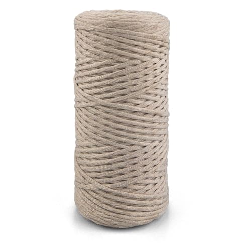 Netuno 1x Makramee Garn Elfenbein 3 mm 100 m einfach gedreht Baumwollkordel Kordelband Naturkordel Bunte Baumwoll-Bastelschnur für Makramee Garn Kordel Makramee farbig Twisted Macrame Cord Cotton von Netuno