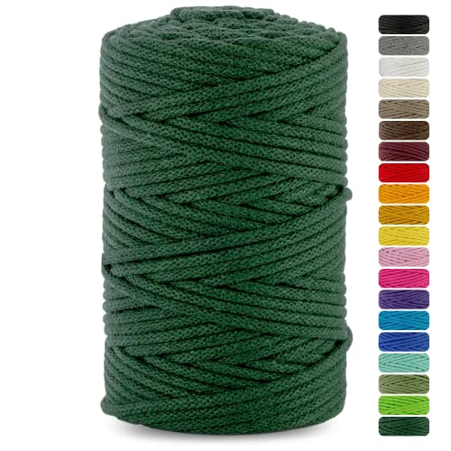 Netuno 1x Makramee Garn Flaschengrün 5 mm 100 m Baumwollkordel mit Baumwollkern Textilgarn Kordelband Naturgarn Naturbaumwolle Garn für Makramee Baumwollgarn Dekoschnur farbig Cotton Cord Macrame von Netuno