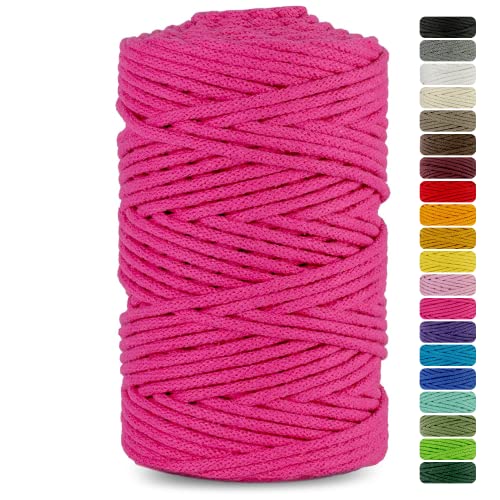 Netuno 1x Makramee Garn Fuchsia 5 mm 100 m Baumwollkordel mit Baumwollkern Kordelband Naturgarn Naturbaumwolle Garn für Makramee Taschengarn Dekoschnur Flechtschnur Webgarn Baumwolle Garn von Netuno