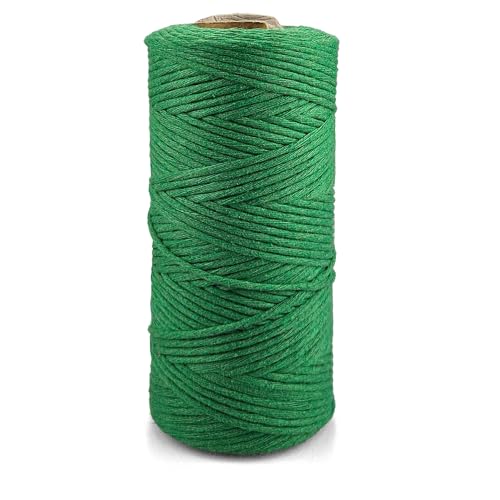 Netuno 1x Makramee Garn Grün 2 mm 150 m einfach gedreht Kordel Baumwolle Textilgarn Naturbaumwolle Garn für Makramee Schnur Baumwollkordel Dekoschnur farbig Twisted Macrame Cotton Cord von Netuno