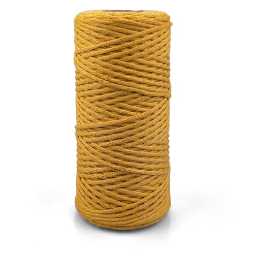 Netuno 1x Makramee Garn Honiggelb 2 mm 150 m einfach gedreht Kordel Baumwolle Textilgarn Naturbaumwolle Garn für Makramee Schnur Baumwollkordel Dekoschnur farbig Twisted Macrame Cotton Cord von Netuno