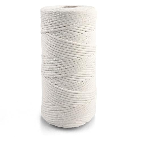 Netuno 1x Makramee Garn Kalkweiß 2 mm 150 m einfach gedreht Kordel Baumwolle Textilgarn Naturbaumwolle Garn für Makramee Schnur Baumwollkordel Dekoschnur farbig Twisted Macrame Cotton Cord von Netuno