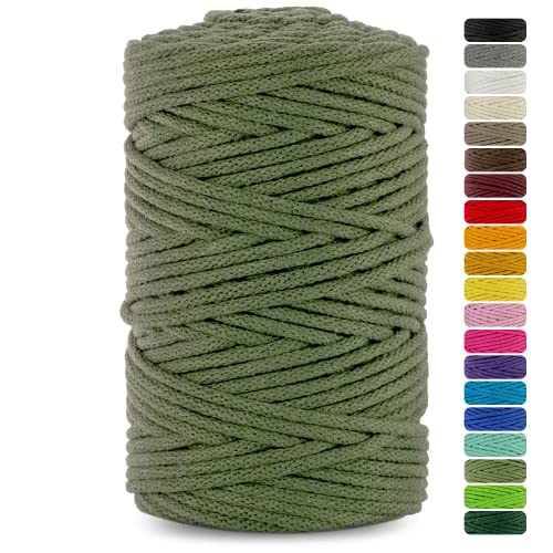 Netuno 1x Makramee Garn Khaki 5 mm 100 m Baumwollkordel mit Baumwollkern Textilgarn Kordelband Naturgarn Naturbaumwolle Garn für Makramee Taschengarn Dekoschnur Flechtschnur Webgarn Baumwolle Garn von Netuno