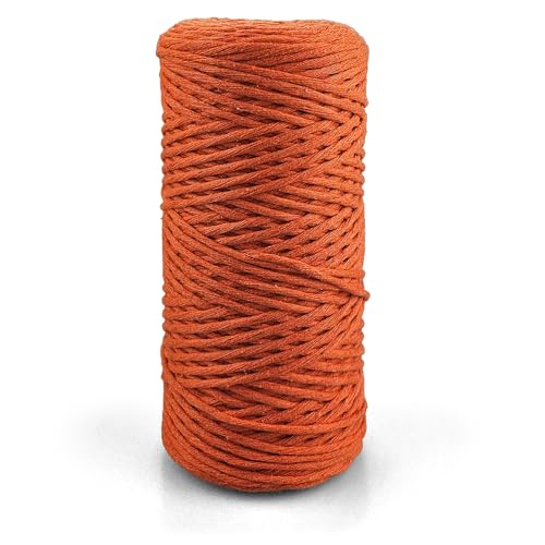 Netuno 1x Makramee Garn Kupferrot 3 mm 100 m einfach gedreht Baumwollkordel Kordelband Naturkordel Bunte Baumwoll-Bastelschnur für Makramee Garn Kordel Makramee farbig Twisted Macrame Cord Cotton von Netuno