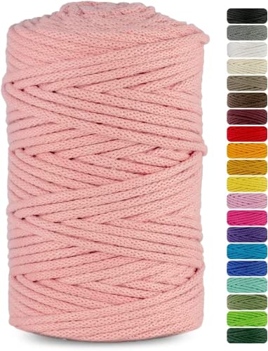 Netuno 1x Makramee Garn Lachs 5 mm 100 m Baumwollkordel mit Baumwollkern Textilgarn Kordelband Naturgarn Naturbaumwolle Garn für Makramee Baumwollgarn Dekoschnur farbig Cotton Cord Macrame von Netuno