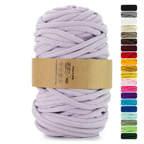 Netuno 1x Makramee-Garn Lila 9 mm 50 m Baumwollkordel mit Polyesterkern Kordel aus Baumwolle Kordelband Naturkordel Baumwollgarn für Makramee Basteln Garn dick Kordel Makramee farbig Cotton Cord von Netuno