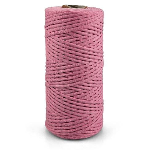 Netuno 1x Makramee Garn Pastellrosa 2 mm 150 m einfach gedreht Kordel Baumwolle Textilgarn Naturbaumwolle Garn für Makramee Schnur Baumwollkordel Dekoschnur farbig Twisted Macrame Cotton Cord von Netuno