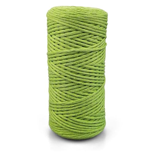 Netuno 1x Makramee Garn Pistazie 2 mm 150 m einfach gedreht Kordel Baumwolle Textilgarn Naturbaumwolle Garn für Makramee Schnur Baumwollkordel Dekoschnur farbig Twisted Macrame Cotton Cord von Netuno