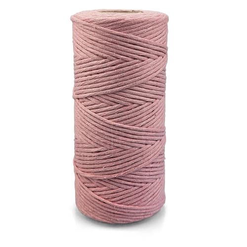 Netuno 1x Makramee Garn Rosa 2 mm 150 m einfach gedreht Kordel Baumwolle Textilgarn Naturbaumwolle Garn für Makramee Schnur Baumwollkordel Dekoschnur farbig Twisted Macrame Cotton Cord von Netuno