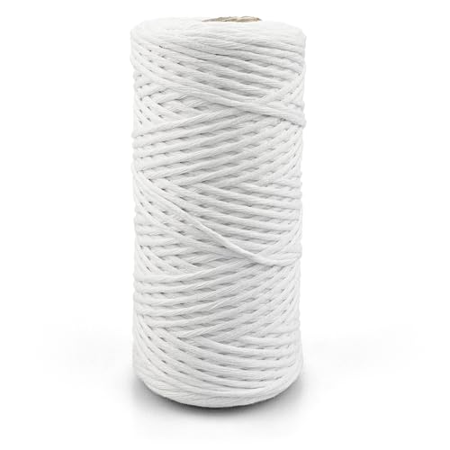 Netuno 1x Makramee Garn Weiß 2 mm 150 m einfach gedreht Kordel Baumwolle Textilgarn Naturbaumwolle Garn für Makramee Schnur Baumwollkordel Dekoschnur farbig Twisted Macrame Cotton Cord von Netuno