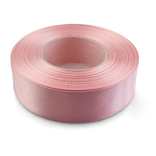 Netuno 1x Satinband Blassrosa 25 mm x 32 m elegantes Schleifenband Geschenkband Dekoband Stoffband bunt Satinrolle farbig Bänder zum Basteln für Hochzeit Taufe Geburtstag Weihnachten Ostern Geschenk von Netuno