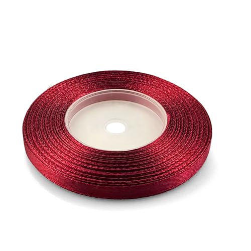 Netuno 1x Satinband Bordeaux 6 mm x 32 m Geschenkband Hochzeit Deko Stoffband Schleifen farbig zum Verpacken Dekoration Geschenke Schleifenband bunt Schleifenbänder Satinbänder silk ribbon von Netuno