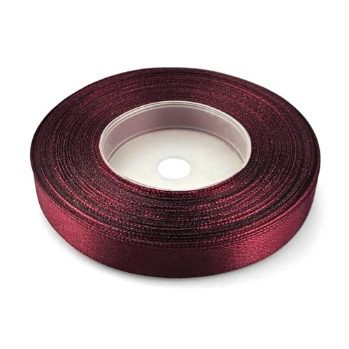 Netuno 1x Satinband Bordeaux dunkel 12 mm x 32 m Schleifenbänder bunt Geschenkbänder farbig Dekobänder Stoff Geschenk Schleife Satinrolle Polyester Soffbänder Schmuck Bänder farbig silk ribbon von Netuno