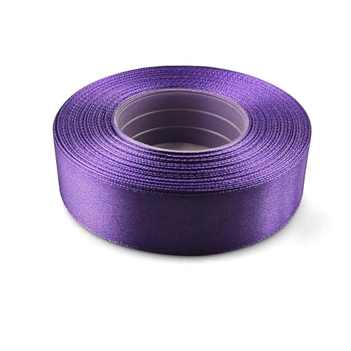 Netuno 1x Satinband Dunkellavendel 25 mm x 32 m Schleifenbänder bunt Geschenkbänder farbig Dekobänder Stoff Geschenk Schleife Satinrolle Polyester Soffbänder Schmuck Bänder farbig silk ribbon von Netuno