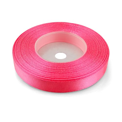 Netuno 1x Satinband Dunkelrosa 12 mm x 32 m Schleifenband bunt Geschenkband farbig Dekoband Stoffband Satinrolle Satinbänder rote Schleife Geschenk Verpacken Dekoration Satinband Rolle ribbon silk von Netuno