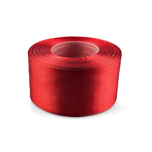 Netuno 1x Satinband Dunkelrot 50 mm x 32 m Schleifenband bunt Geschenkband farbig Dekoband Stoffband Satinrolle Satinbänder rote Schleife Geschenk Verpacken Dekoration Satinband Rolle red ribbon silk von Netuno