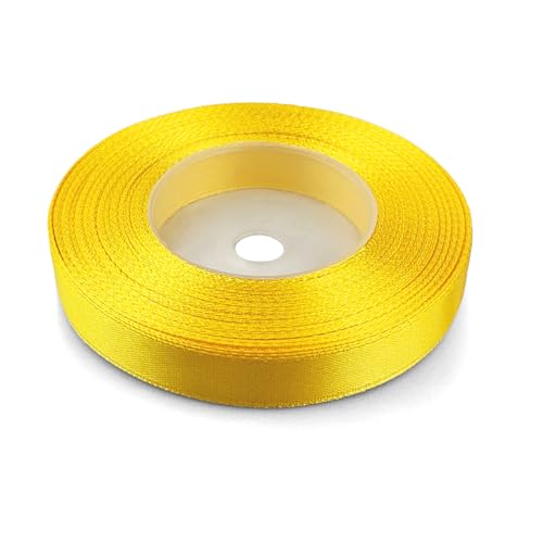 Netuno 1x Satinband Gelb 12 mm x 32 m Schleifenband Geschenkband farbig Dekoband gelbes Stoffband Satinrolle Satinbänder gelbe Schleife Geschenk Verpacken Satinband Rolle yellow ribbon silk von Netuno