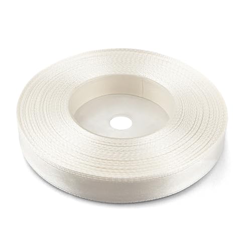 Netuno 1x Satinband Hellecru 12 mm x 32 m Schleifenband Geschenkband Dekoband Stoffband bunt Satinrolle farbig Bänder zum Basteln für Hochzeit Taufe Geburtstag Weihnachten Ostern Geschenk von Netuno