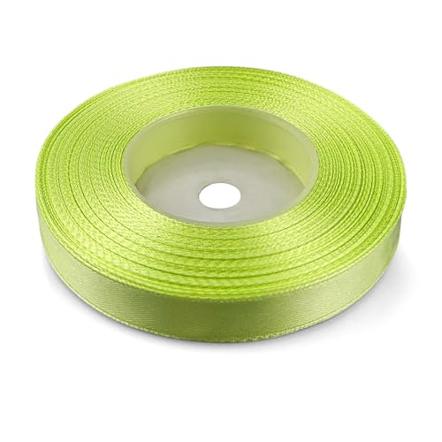 Netuno 1x Satinband Limettengrün 12 mm x 32 m Schleifenbänder Limette Geschenkbänder farbig Dekobänder Stoff Geschenk Schleife Satinrolle Polyester Soffbänder Schmuck Bänder farbig silk ribbon von Netuno