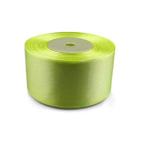 Netuno 1x Satinband Limettengrün 50 mm x 32 m Schleifenbänder Limette Geschenkbänder farbig Dekobänder Stoff Geschenk Schleife Satinrolle Polyester Soffbänder Schmuck Bänder farbig silk ribbon von Netuno