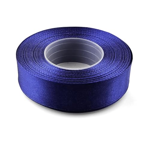 Netuno 1x Satinband Marineblau 25 mm x 32 m Schleifenbänder bunt Geschenkbänder farbig Dekobänder Stoff Geschenk Schleife Satinrolle Polyester Soffbänder Schmuck Bänder farbig silk ribbon von Netuno