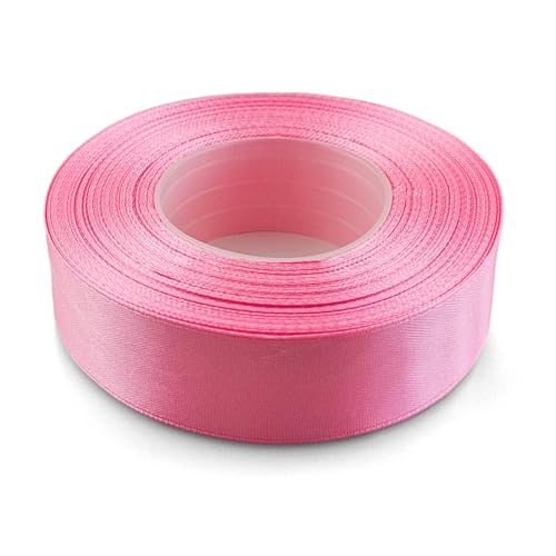 Netuno 1x Satinband Rosa 25 mm x 32 m Schleifenband bunt Geschenkband farbig Dekoband Stoffband Satinrolle Satinbänder rote Schleife Geschenk Verpacken Dekoration Satinband Rolle ribbon silk von Netuno