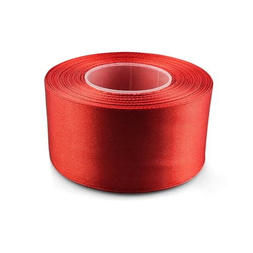 Netuno 1x Satinband Rot 50 mm x 32 m rotes Schleifenband Geschenkband Rot Dekoband Stoffband Satinrolle Satinbänder rote Schleife Geschenk Verpacken Dekoration Satinband Rolle red ribbon silk von Netuno