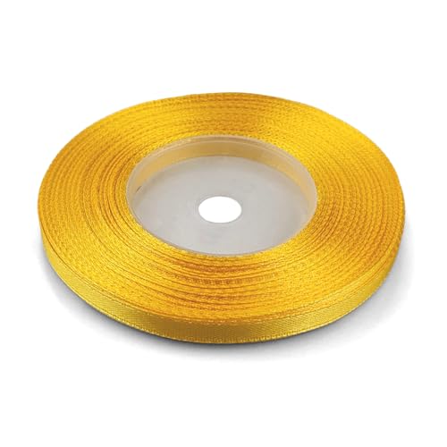 Netuno 1x Satinband Sonnengelb 6 mm x 32 m Schleifenband Geschenkband Dekoband Stoffband bunt Satinrolle farbig Bänder zum Dekorieren für Hochzeit Taufe Geburtstag Weihnachten Ostern Geschenk von Netuno