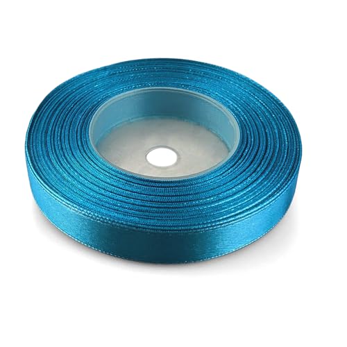 Netuno 1x Satinband Türkisblau 12 mm x 32 m Schleifenbänder Türkis Geschenkbänder farbig Dekobänder Stoff Geschenk Schleife Satinrolle Polyester Soffbänder Schmuck Bänder farbig silk ribbon von Netuno