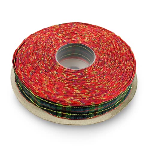 Netuno 1x Schleifenband kariert Rot-Grün-Blau 12 mm x 22 m m Karoband Dekoband Geschenkband Karomuster Stoffband Polyester Band für Weihnachten Geburtstag Dekoration Basteln Geschenk Verpacken Blumen von Netuno