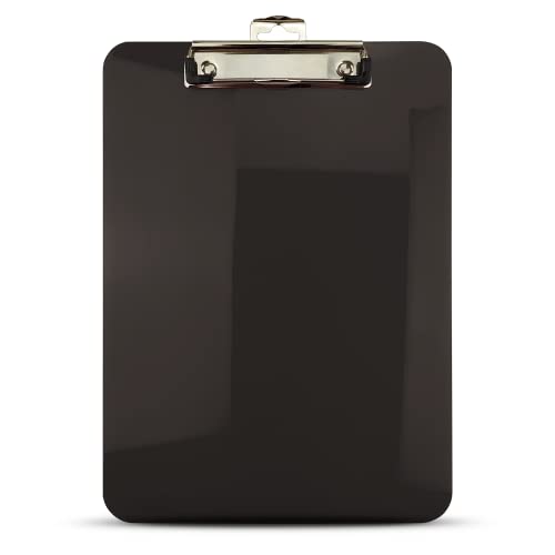 Netuno 1x Schwarz Klemmbrett transparent DIN A4 Schreibbrett mit Metallklemme Hartplatte Kunststoff Schreibmappe Schreibblock mit Clip farbig Clipboard Dokumentenhalter Schreibplatte mit Bügelklemme von Netuno