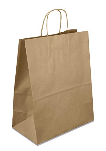 Netuno 200 Braun Papiertüten mit Henkel 25 x 32 x 11 cm Papiertragetaschen mit Griff Geschenktüten Kraftpapiertüten Einkaufstaschen Kraftpapier Einkaufstüten Papier Taschen Geschenkbeutel von Netuno