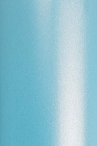 Netuno 20x Bastel-Karton Perlmutt-Blau DIN A4 210x 297 mm 250g Aster Metallic Blue Perlmuttpapier Farbpapier metallisch glänzend Perl-Glanz-Karton Perlmuttglanz zum Basteln Schimmerpapier farbig von Netuno