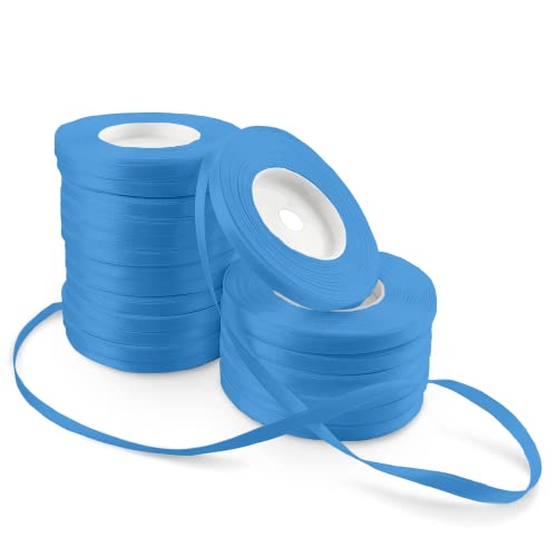 Netuno 20x Satinband Blau 6 mm x 32 m blaues Geschenkband Schleifenband farbig Dekoband Stoffband Satinrolle Satinbänder blaue Schleife Geschenk Verpacken Dekoration Satinband Rolle blu ribbon silk von Netuno