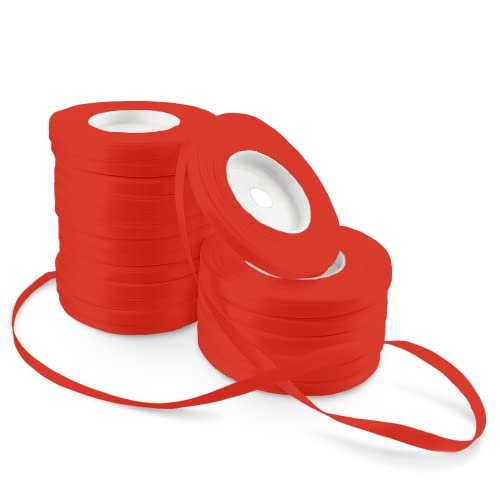 Netuno 20x Satinband Rot 6 mm x 32 m rotes Schleifenband Geschenkband Rot Dekoband Stoffband Satinrolle Satinbänder rote Schleife Geschenk Verpacken Dekoration Satinband Rolle red ribbon silk von Netuno