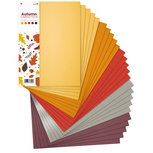 Netuno 25x Kreativ-Karton Herbst DIN A4 210 × 297 mm 5- farbig sortiert Fotokarton Mix buntes Blätter-Set Kartenset Tonzeichen-Karton Bastelkarton farbig Blankokarten DIY Kartenset Papier-Mix-Set von Netuno