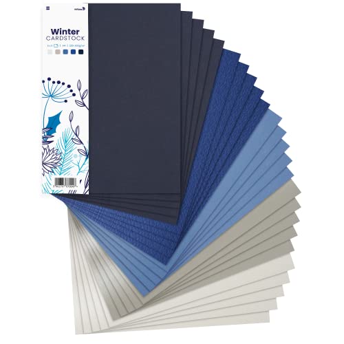 Netuno 25x Kreativ-Karton Winter DIN A4 210 × 297 mm 5- farbig sortiert Fotokarton Mix buntes Blätter-Set Kartenset Tonzeichen-Karton Bastelkarton farbig Blankokarten DIY Kartenset Kartenkartons A4 von Netuno