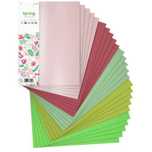 Netuno 25x Kreativ-Papier Frühling DIN A4 210× 297 mm 5- farbig sortiert Bastel-Papier DIY Kartenset Tonzeichenpapier-Mix Bastelset Dekor-Papier Mix Scrapbooking Papier farbig Motivpapier von Netuno