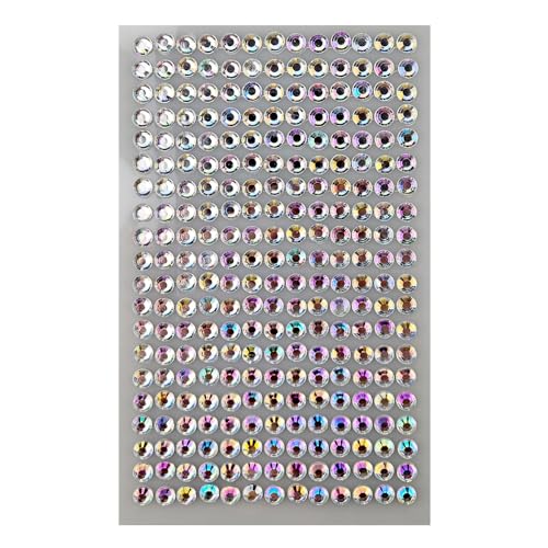 Netuno 260 Stück Glitzersteine selbstklebend Opal Silber 6 mm runde Schmucksteine zum Aufkleben Basteln Gestalten Strasssteine Acrylsteine Deko-Steine rund selbstklebende Kristalle farbig von Netuno