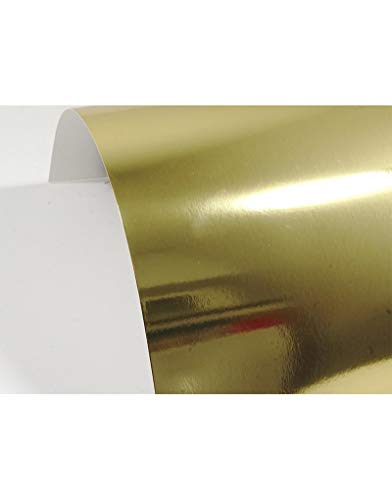 Netuno 50x Spiegelkarton Gold DIN A4 210 x 297 mm 300g Mirror Gold Spiegelpapier Effektkarton für Bastelarbeiten Bastelkarton Spiegeleffekt besonderes Bastelpapier glänzend mirror paper craft von Netuno